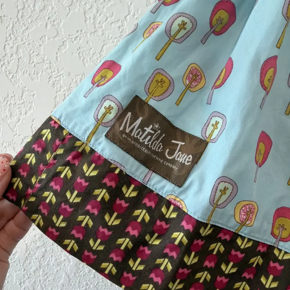 Matilda Jane Character Counts Twirl Skirt Animal Print Floral Size 12